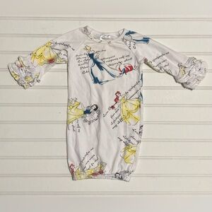 Disney Princess Baby Nightgown XS‎ 0-3 Months Infant Sleeper Long Ruffle Sleeves